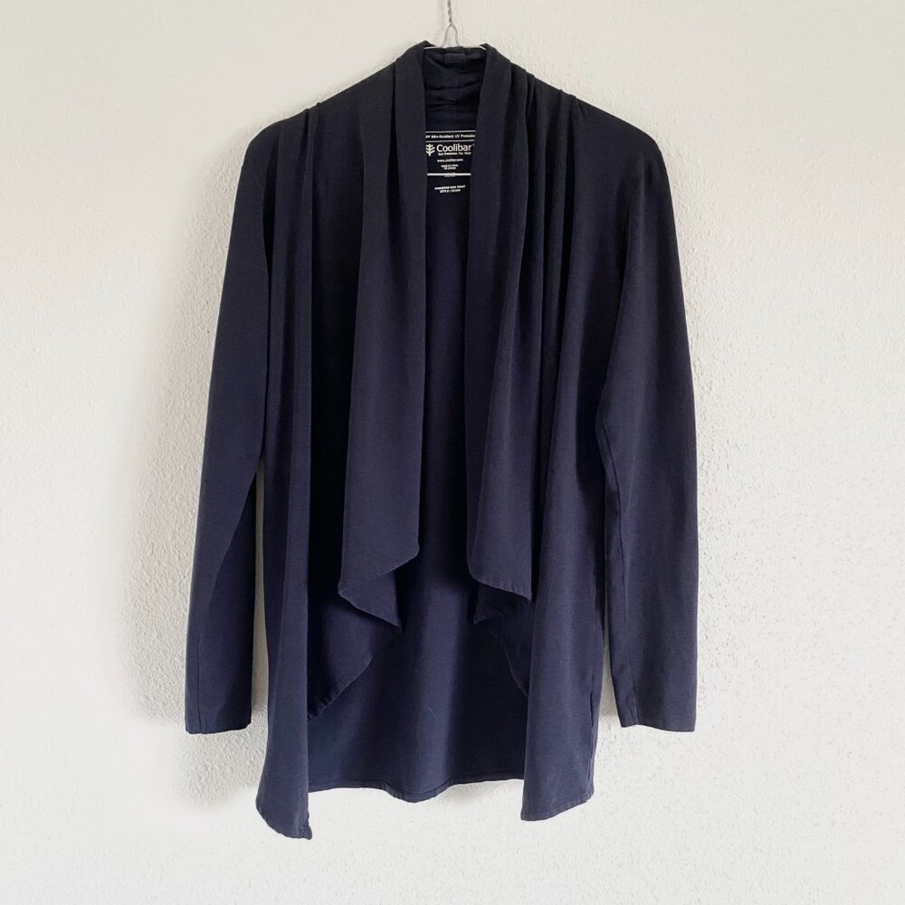 Coolibar Women's XXS Marietas UPF 50+ Sun Wrap Open Cardigan Jacket Blue